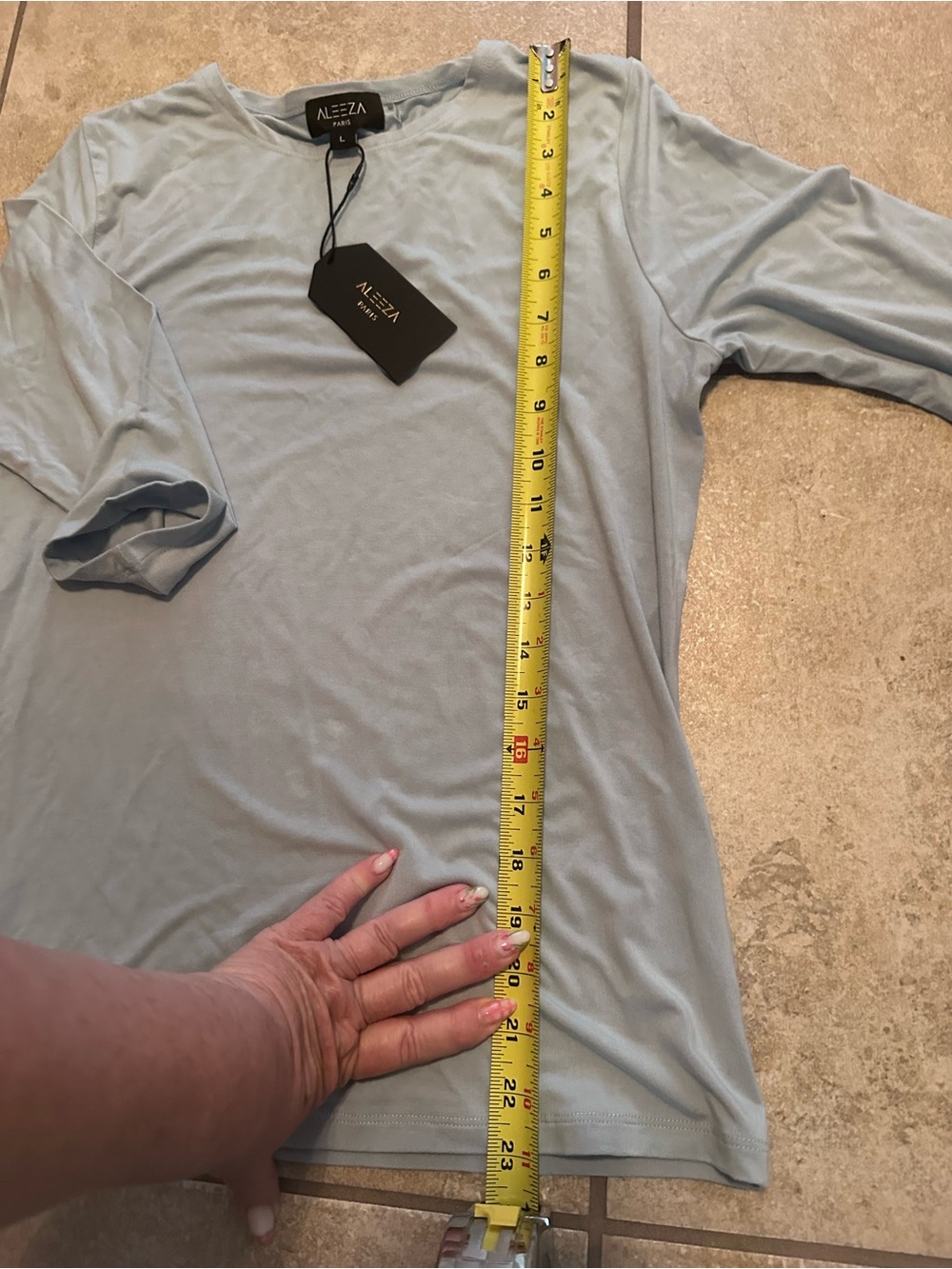 Aleeza Pale Blue Three-Quarter Sleeve Tee - Picture 4 of 6